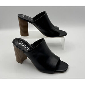Calvin Klein Women's Jotie Block Heel Dress Sandals Black, Size 8m, pre-owned